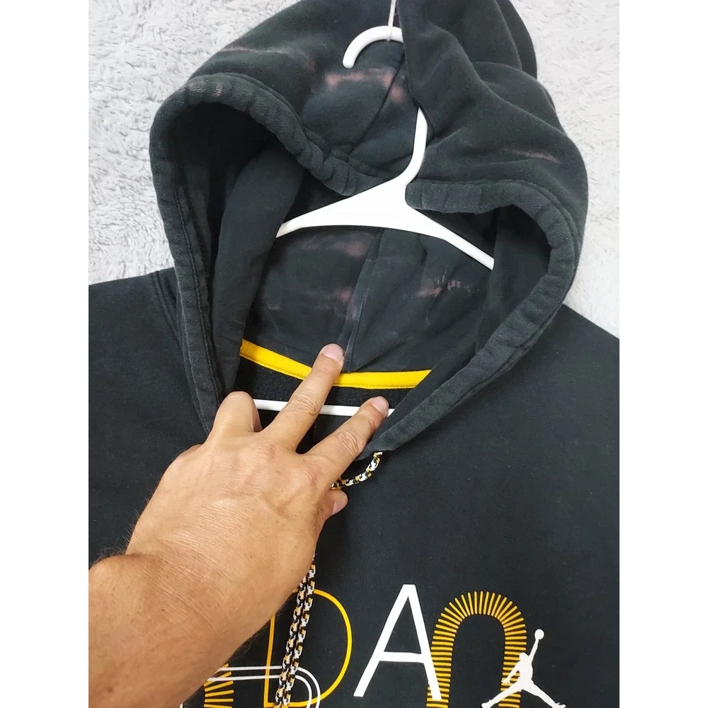 Jordan Pullover Mens Large Grunge Jumpman Hoodie Black Bleach Spots Nike Faded